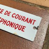 Plate old enamelled sheet metal plug white and red small format