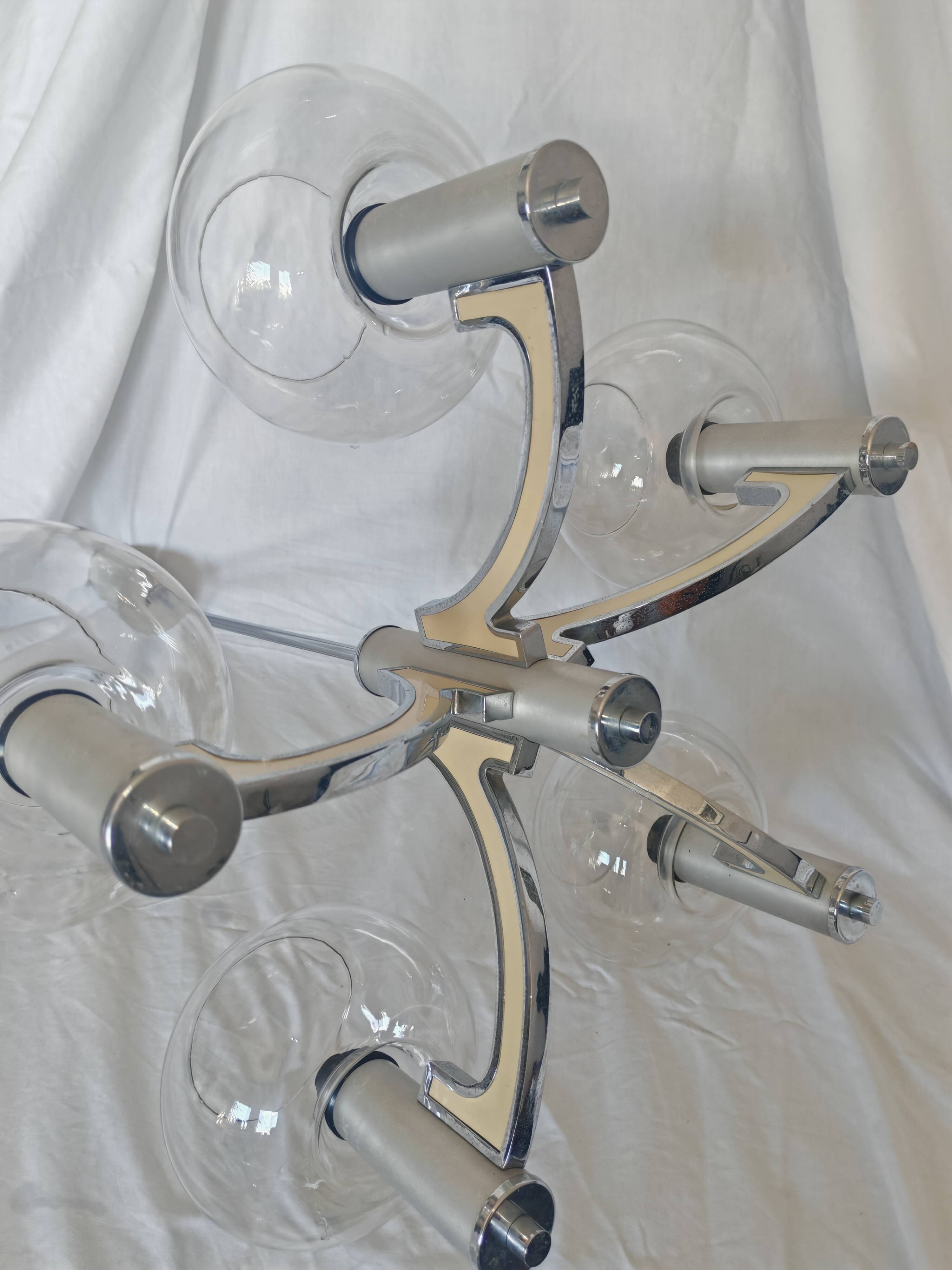 5-branched chandelier by Sciolari, Italy, space age, 1970