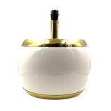 Monumental white ceramic and brass lamp base, italy 1970s