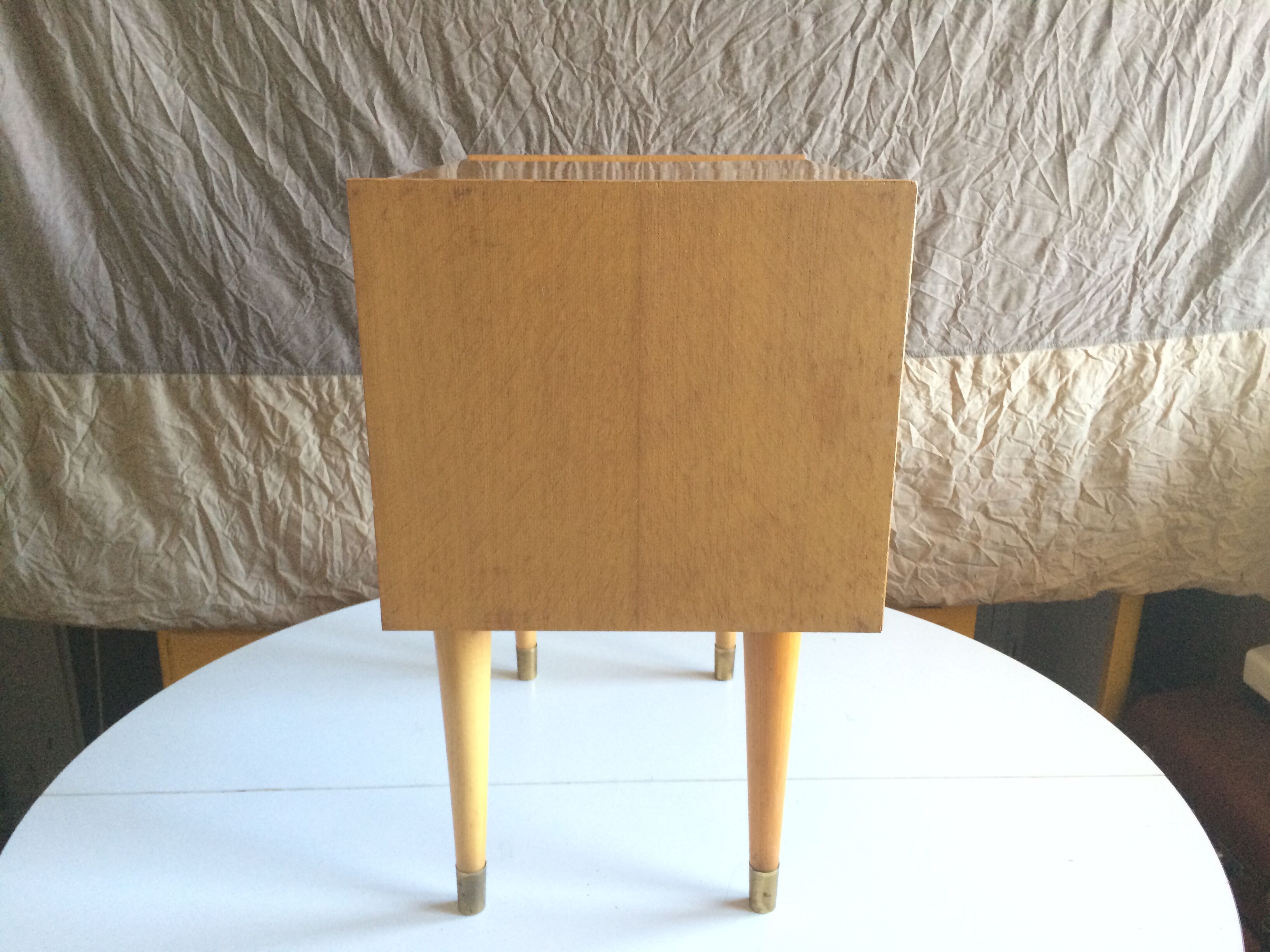 French vintage bedside in varnished blond wood 60