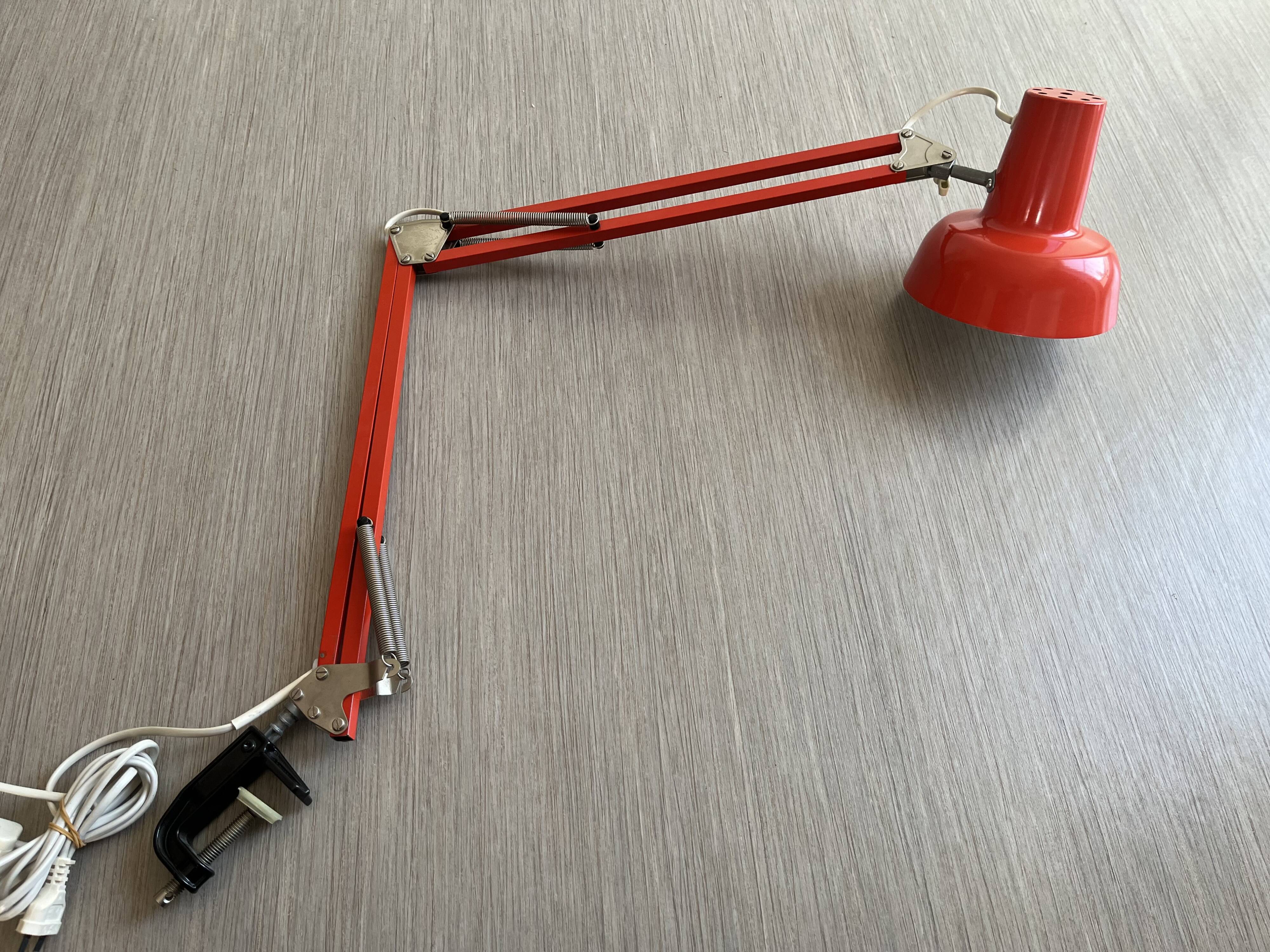 Vintage orange articulated desk lamp
