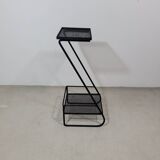 Furniture or side table in black lacquered perforated metal 1950s