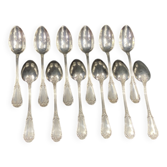 Set of 12 small silver-plated Regency-style spoons