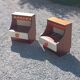 Pair of design bedside tables in orange resin rosewood with white melamine from the 70s