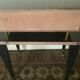 Varnished mahogany bedside table and brass 50s