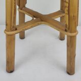 Vintage 1970s rattan stool / pedestal table