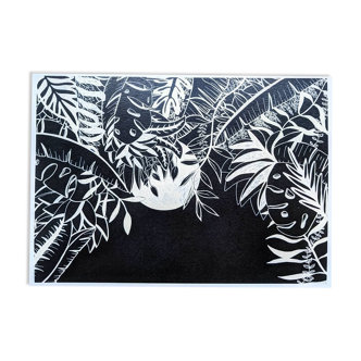 Illustration noir et blanc jungle