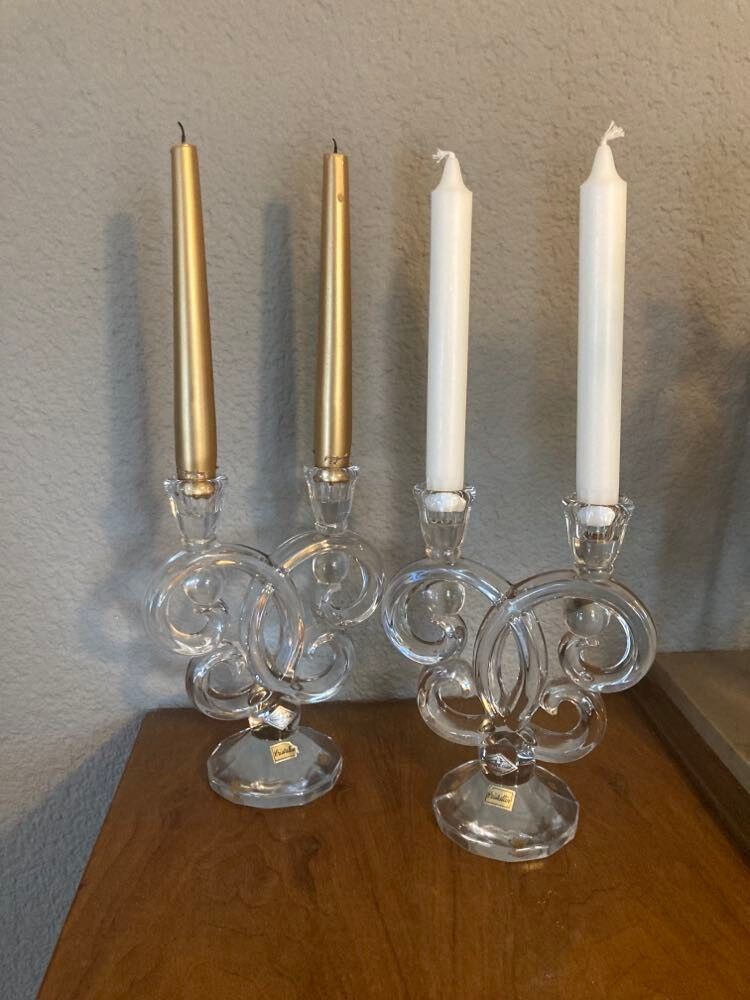 Paire bougeoirs cristal Vannes