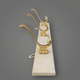 Vintage wall coat rack with 3 hooks in gold anodized aluminum