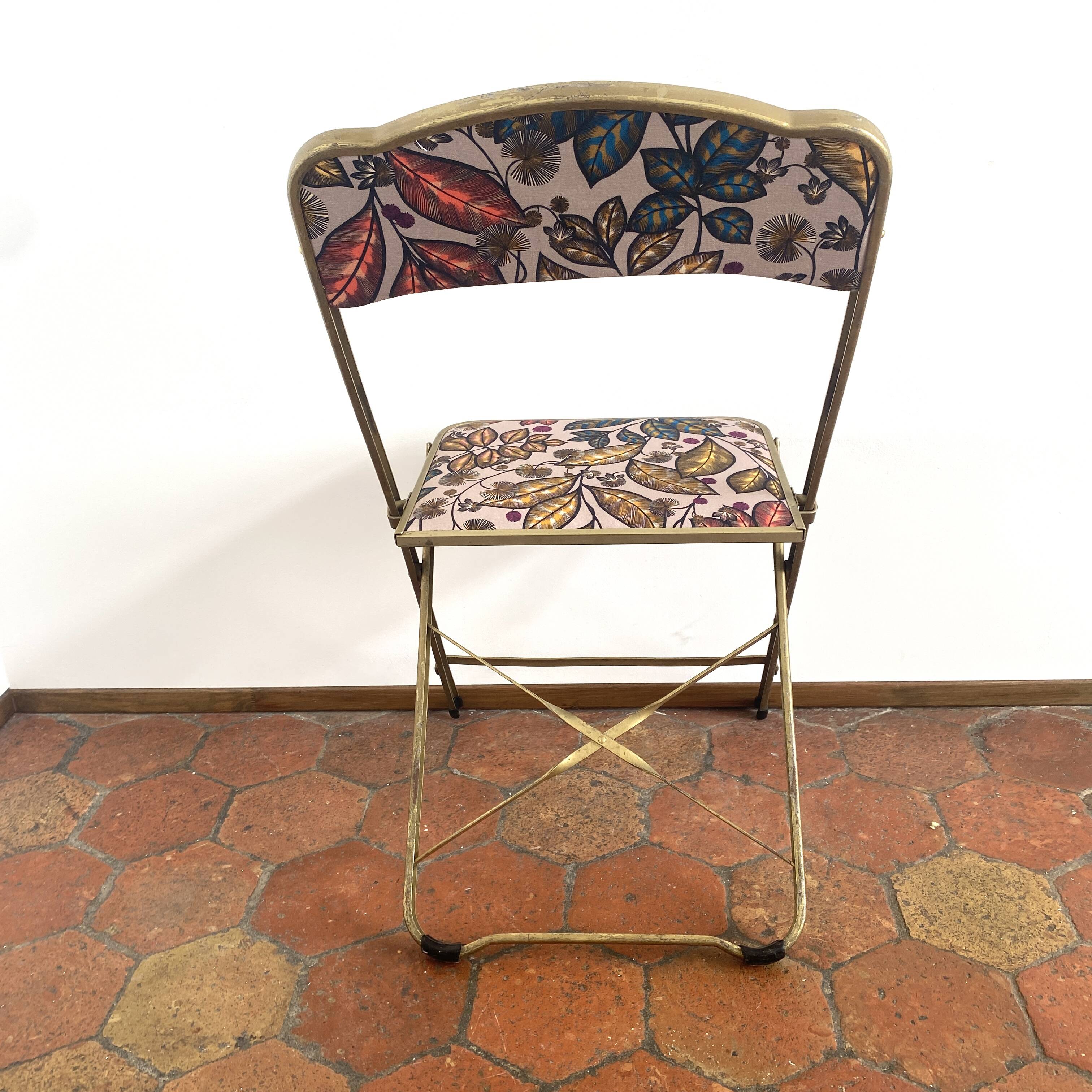 Vintage folding chair - upcycling - tapestry - Large Rainbow tree