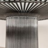 Italian Pedestal Dining Table in Chrome and Glass