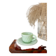 Ancienne tasse et sa soucoupe en opaline vert menthe