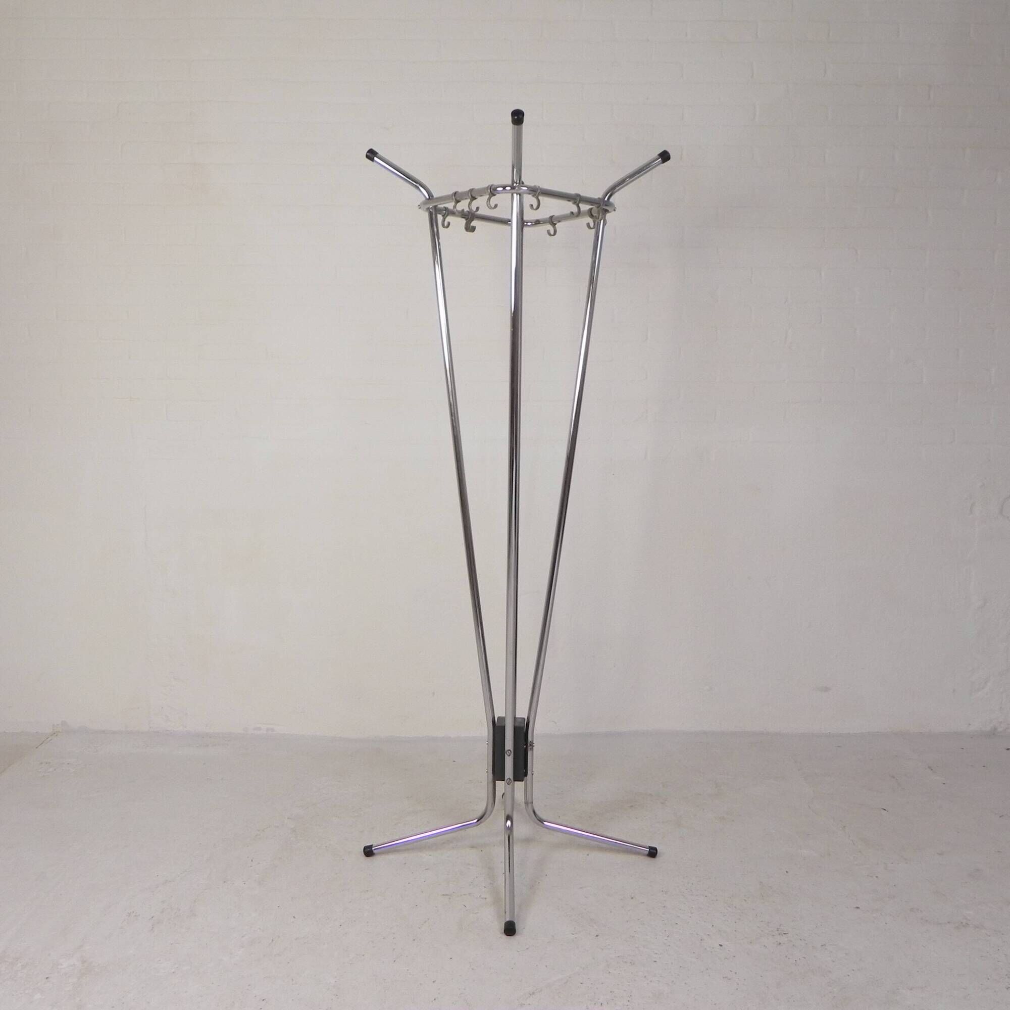 Freestanding Tubax coat rack with 4 tubes and 12 hooks, 1950s