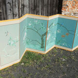 Screen chinese painted birds on branches