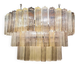 Contemporary Oval Champagne E Fumè “Tronchi” Murano Glass Chandelier