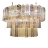 Contemporary Oval Champagne E Fumè “Tronchi” Murano Glass Chandelier