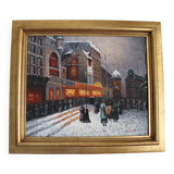 Tableau signé Le Moulin Rouge sous la neige