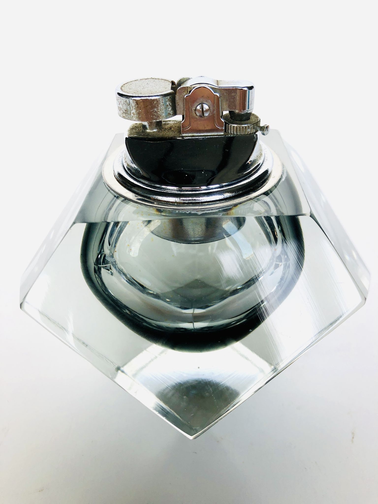 Grey table lighter made of Murano Sommerso glass by Flavio Poli,1960s