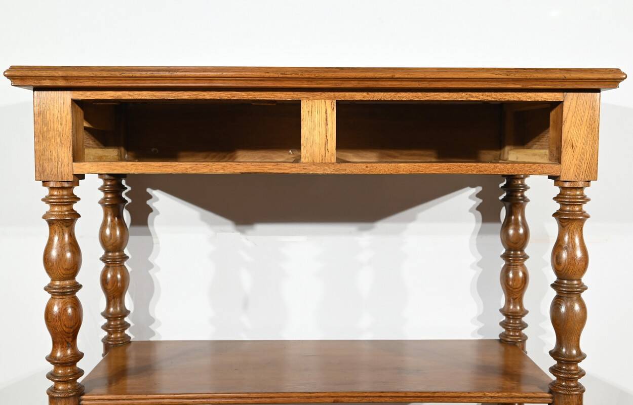 Desserte à hauteur d’appui, console en chêne, style Louis Philippe, 2ème partie du XIXème s.