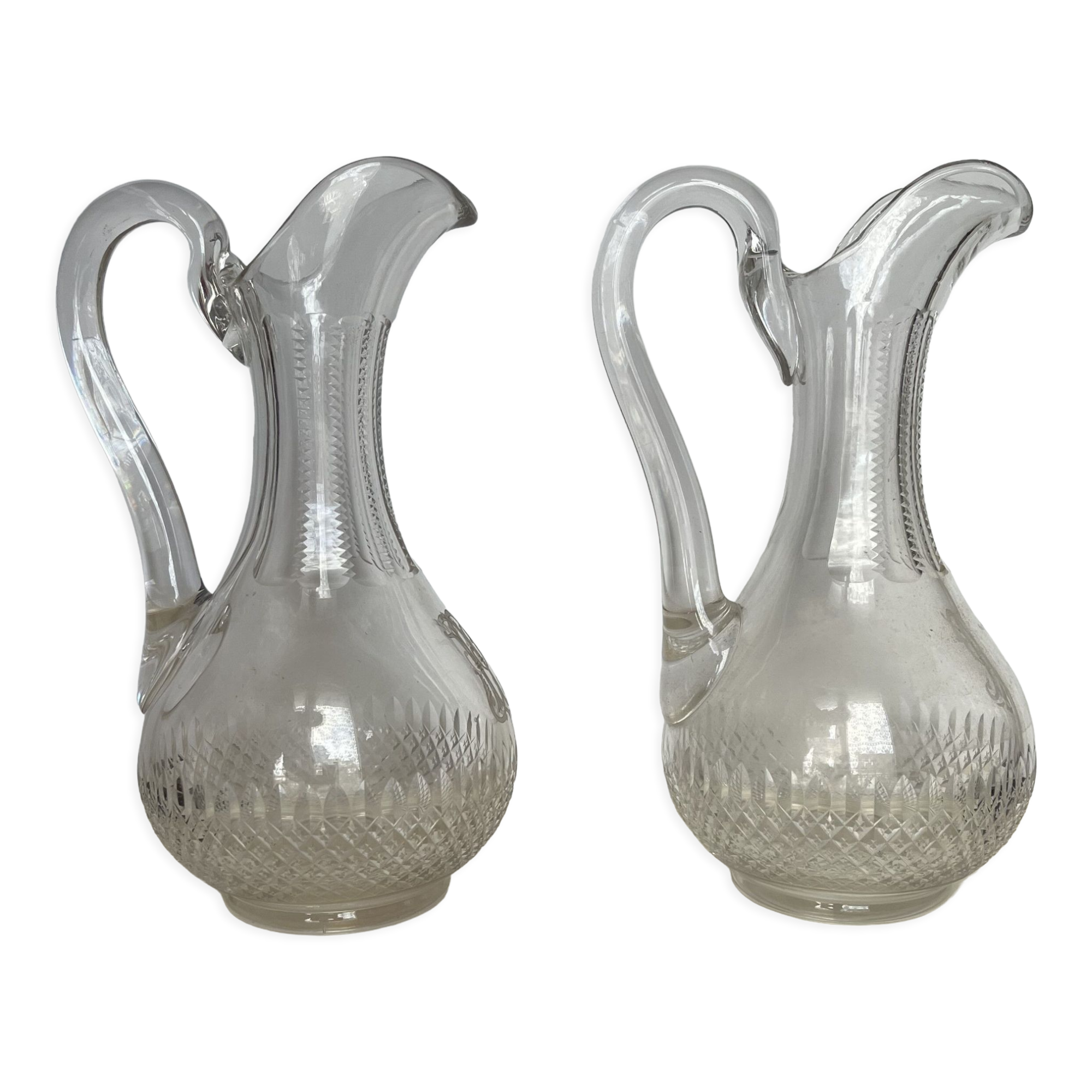 Pair of cut crystal pitchers