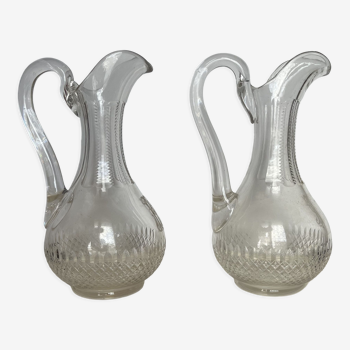 Pair of cut crystal pitchers