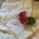 White cotton tablecloth with crochet lace.