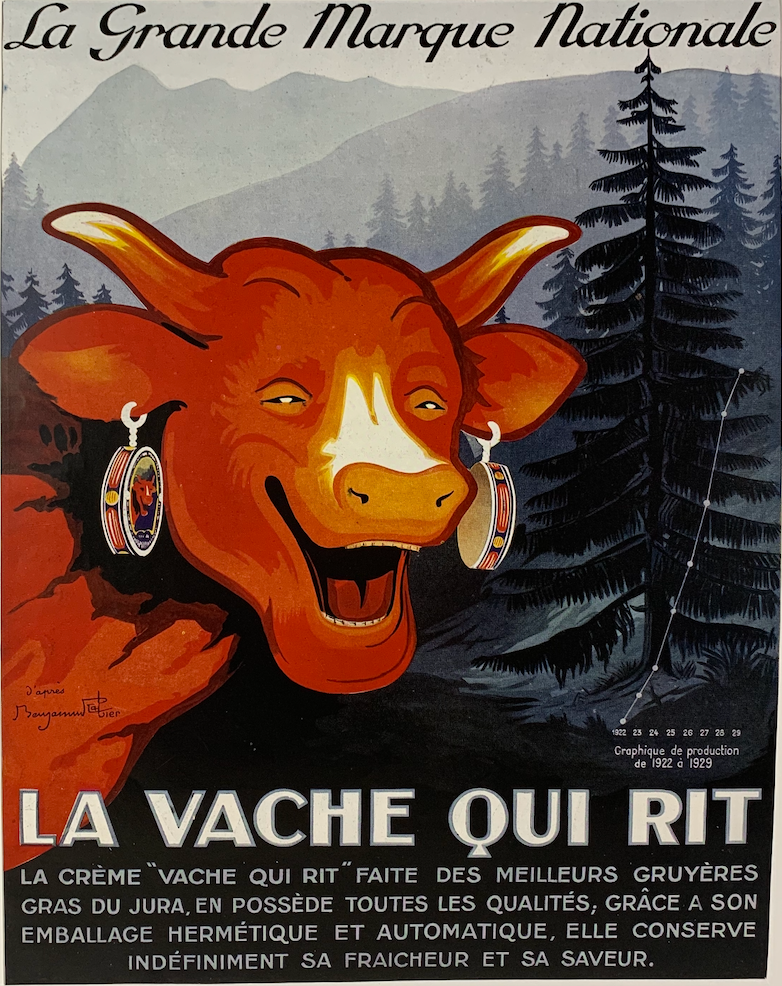 Original advertising lithograph "The Laughing Cow" - Rare proof before publication around 1930