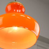 Mid-Century Modern Italian Orange Glass and Brass Pendant Lamp