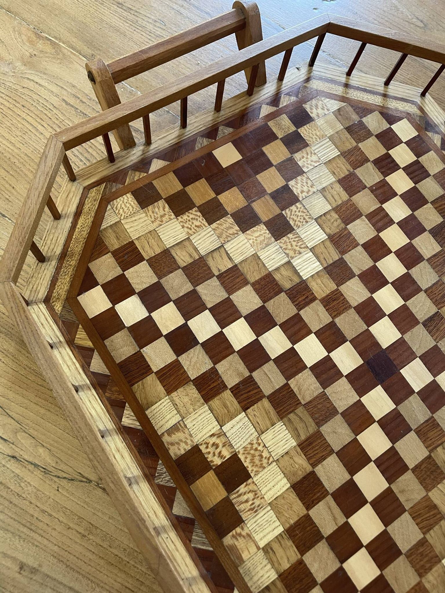 Grand Plateau de service en marquetterie de bois