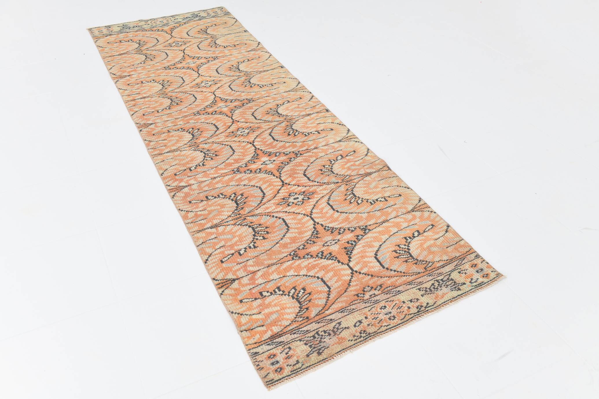 Brunt Orange Scandi Style Vintage Persian Runner Rug, 90x284 Cm