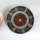 Set of three vintage folk art ceramic wall plates, Czechoslovakia and Romania.