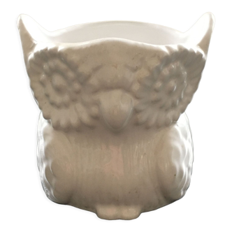 Cache pot hibou blanc