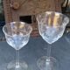 4 verres à vin art déco, motif floral ciselé, verre et cristal