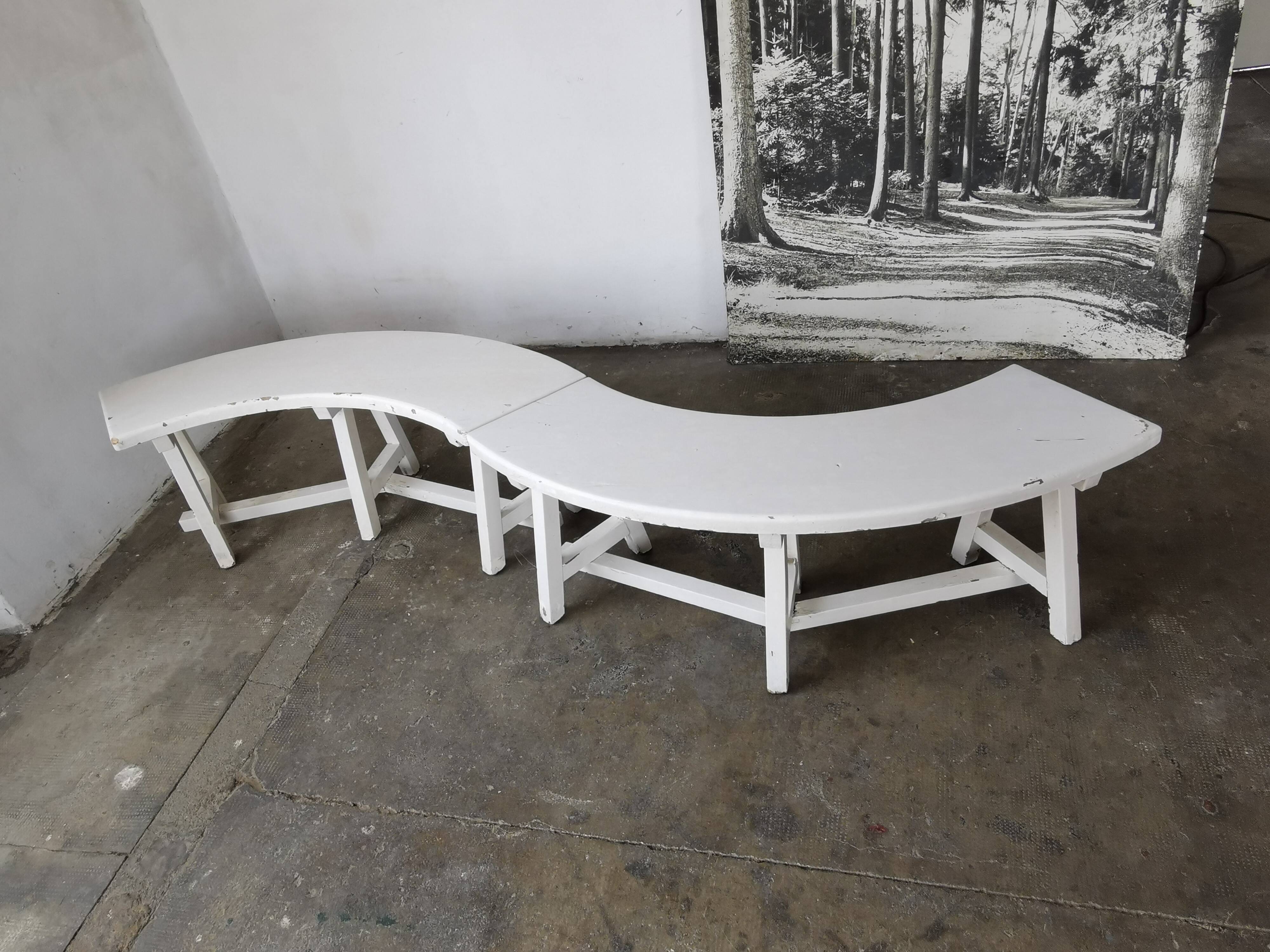 Pair of benches in white fir