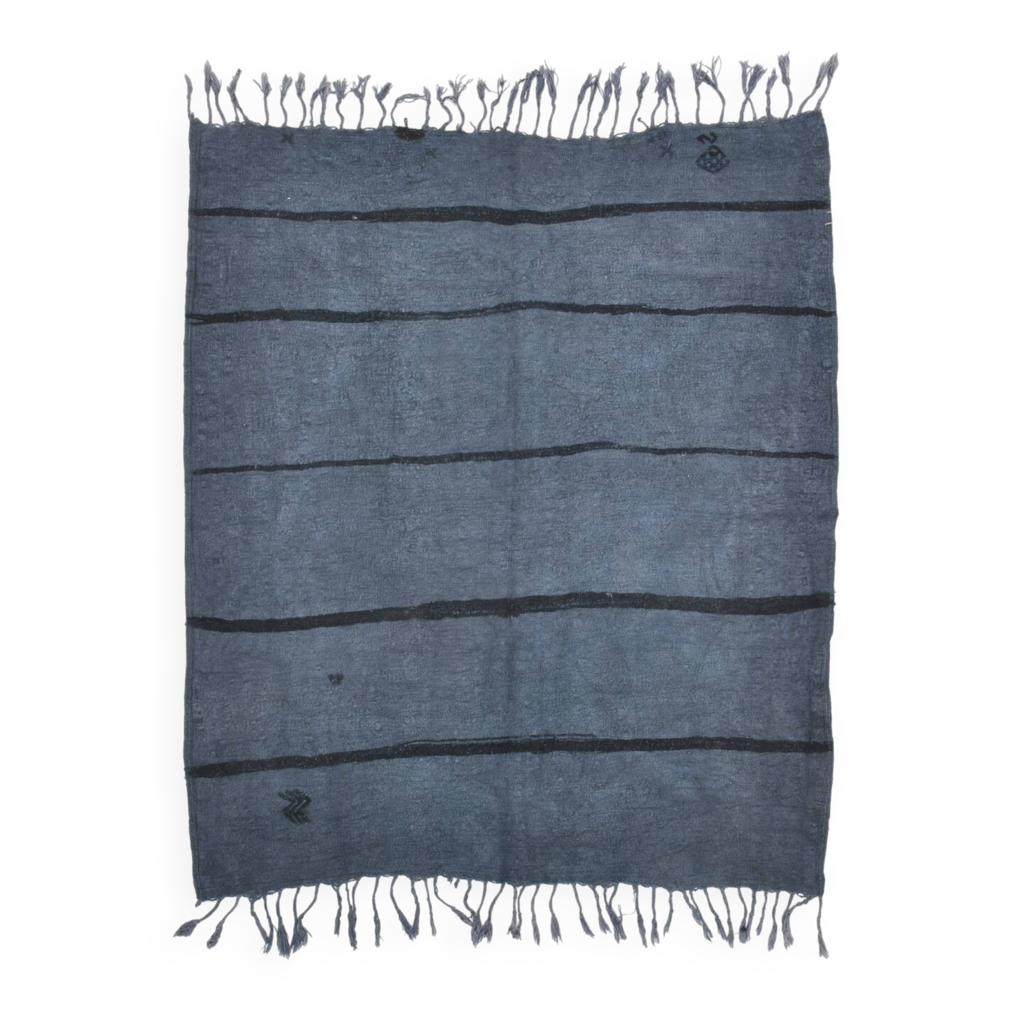 Blue & Black Ethnic Vintage Kilim Rug, 174x204Cm