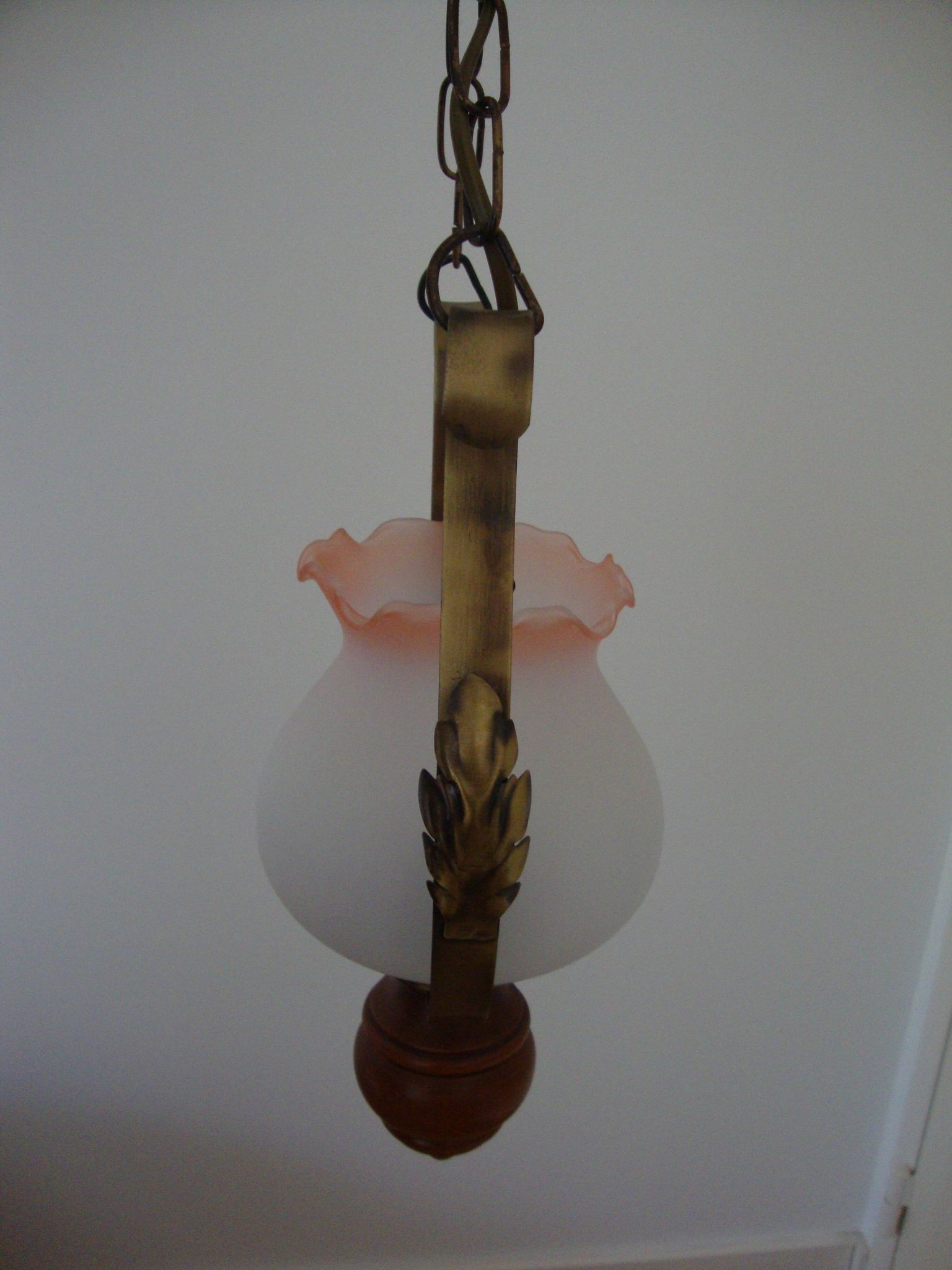 Ancient wood and glass chandelier