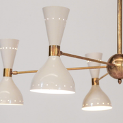 Lustre italien en laiton 5 bras blanc