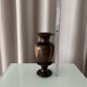 Vintage Sculptural Turned Wood Vase – Dark Hardwood – 20 cm