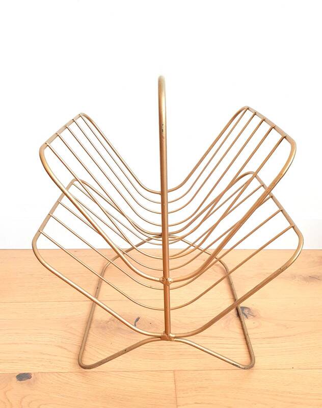 Vintage gold metal magazine rack