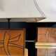 70s leather and wood pagoda lamps