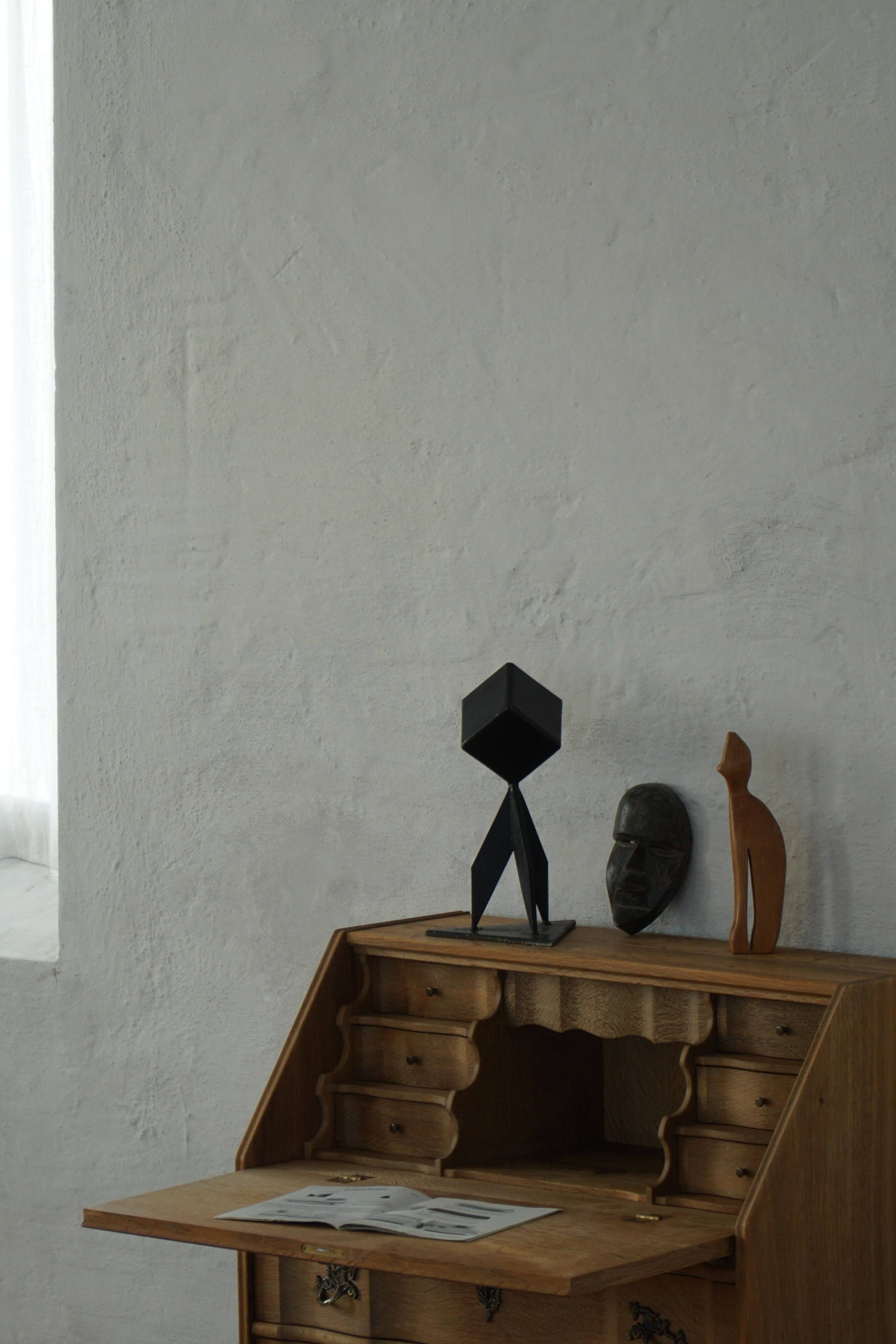 Abstract decorative Scandinavian metal sculpture from the mid-20th century, around the 1950s.