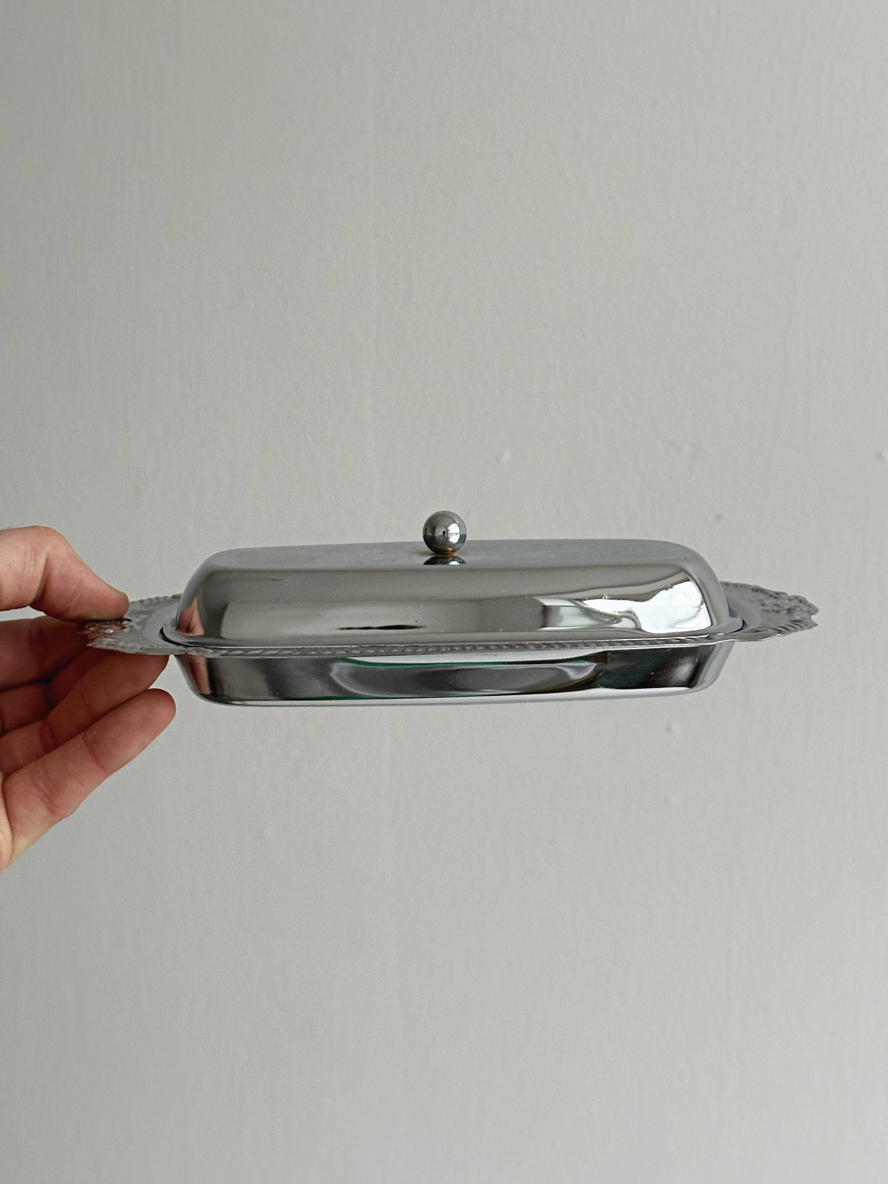 light metal butter dish