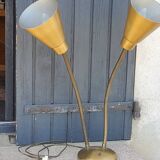 Designer desk lamp in gold metal 2 flexible arms from the 70s