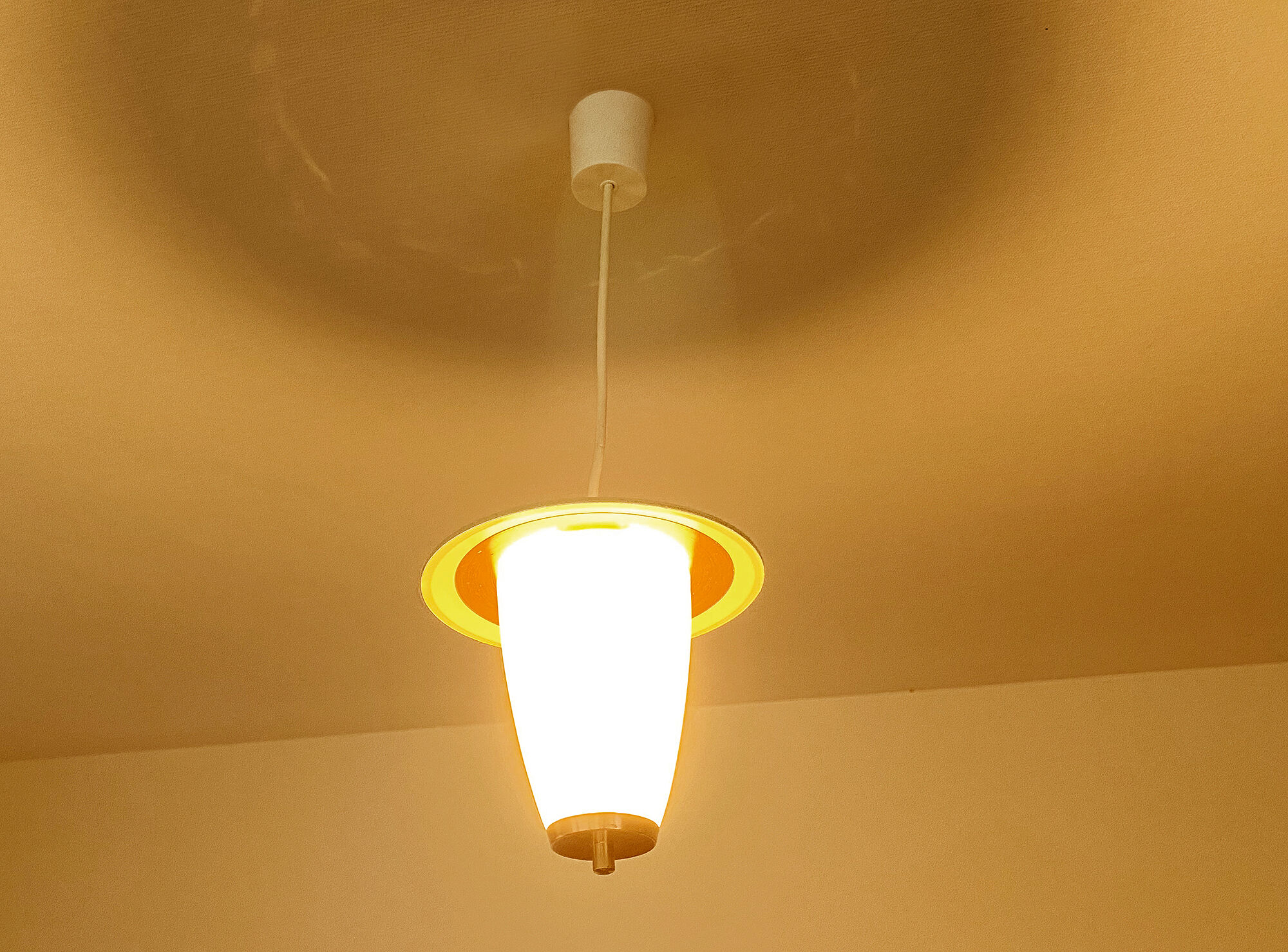 Vintage pendant lamp 50 years, opaline copper green