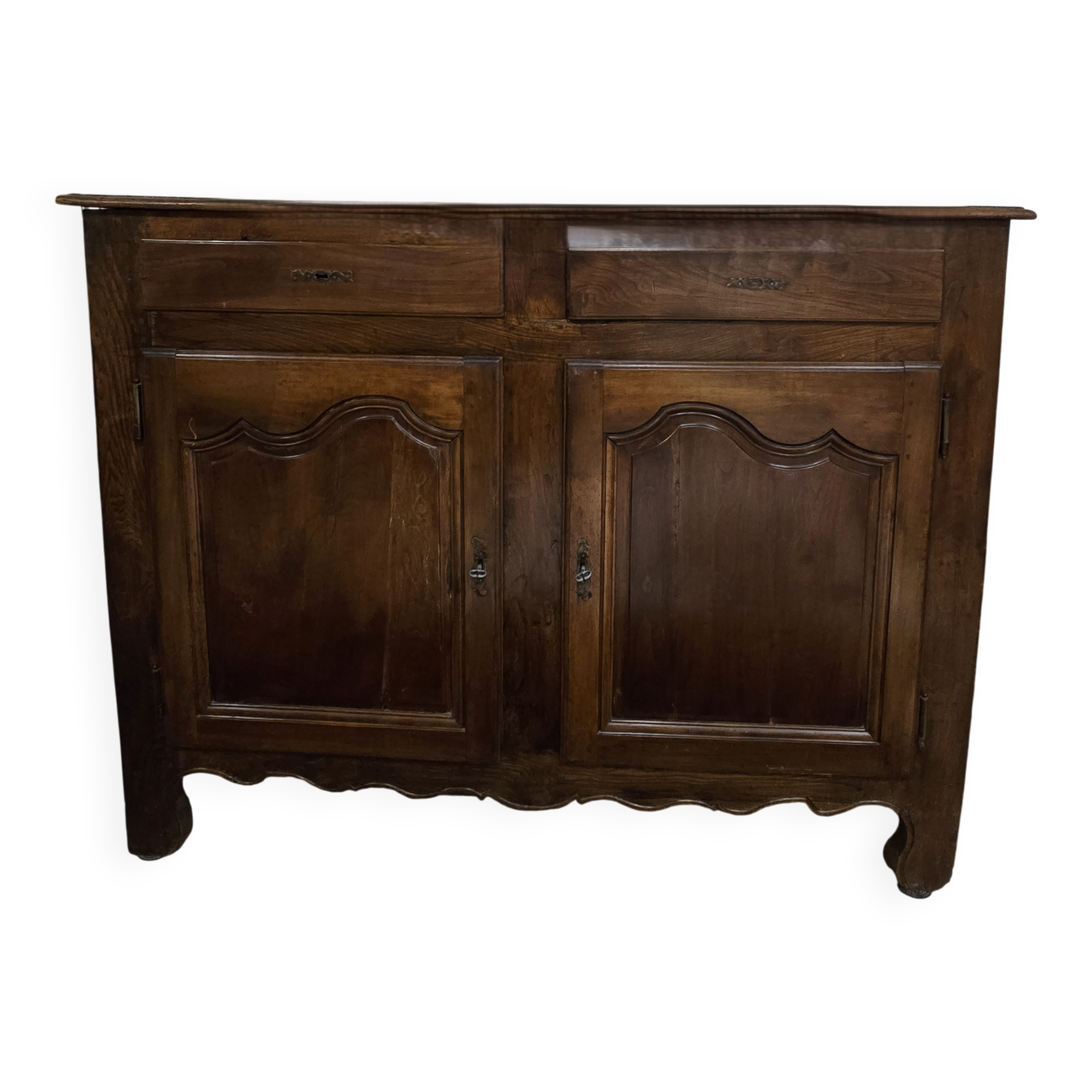 Antique high buffet in solid wood from the late 19th to early 20th century.