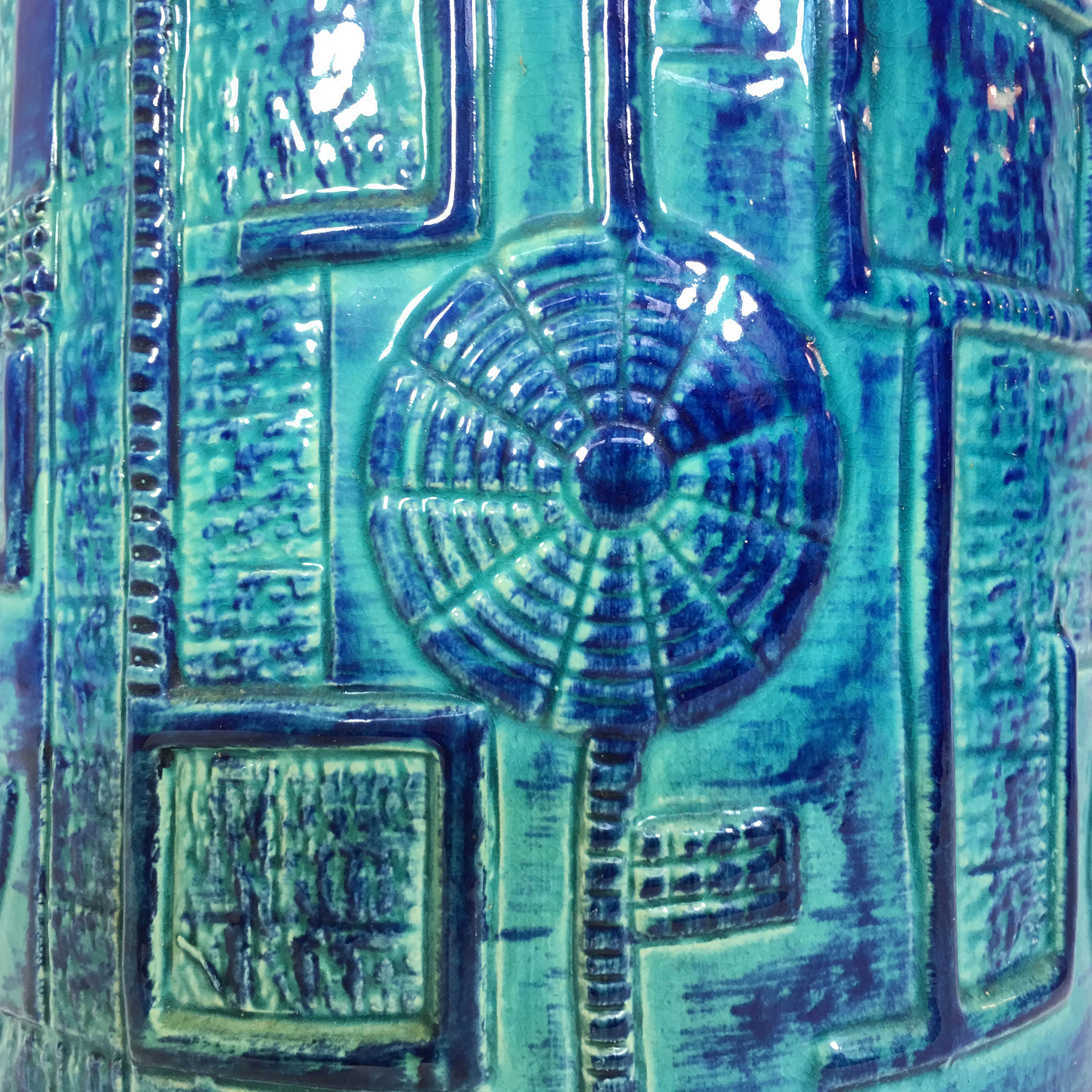 Vase in blue ceramics, 1970-1980