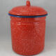 Pot couvercle en métal émaillé vintage