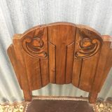 4 wooden and leather chairs art deco