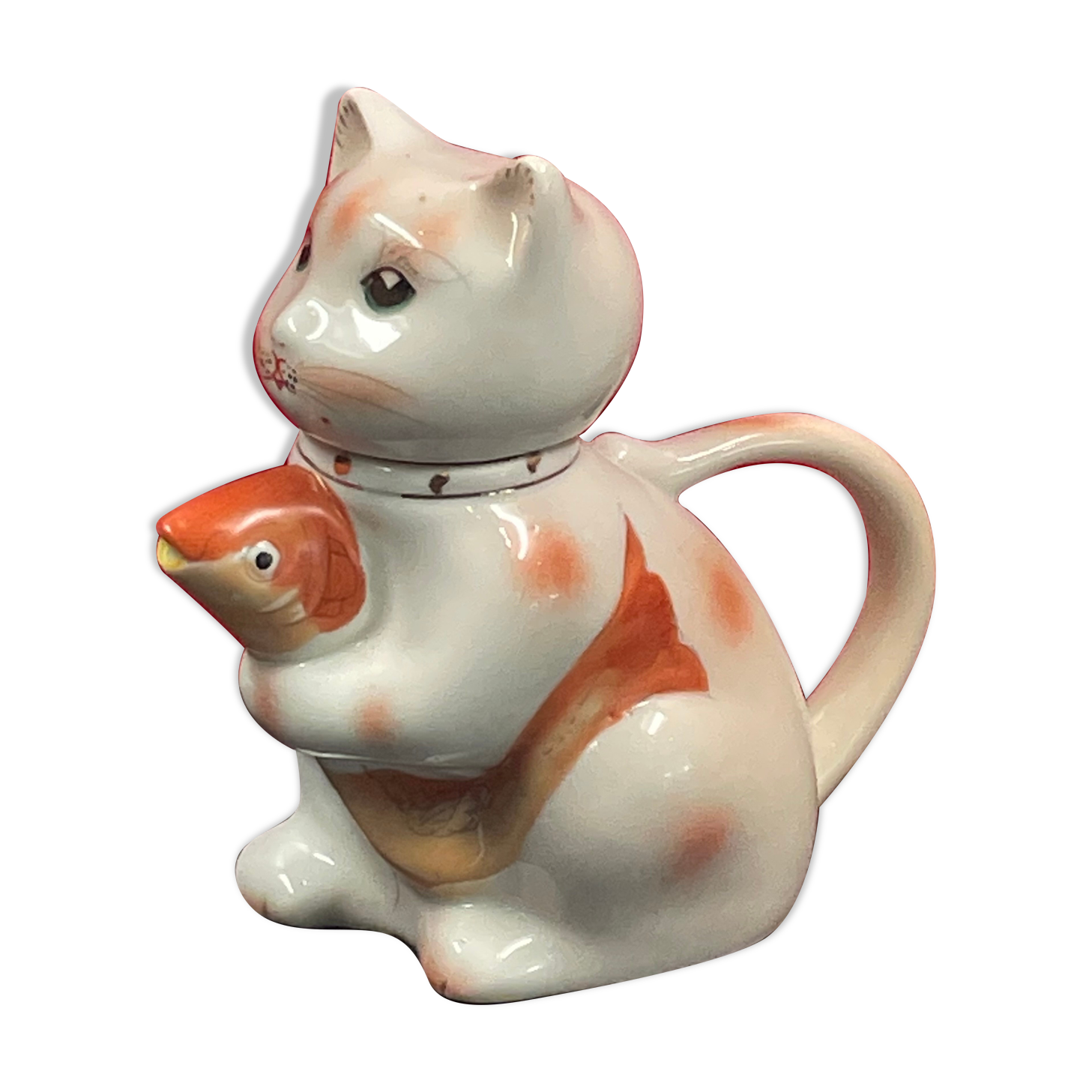 Teapot pouring zoomorphic cat chinese fish faience porcelain teapot cat