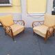 Armchairs in Wood and Yellow Fabric from Paolo Buffa, 1940s, Set of 2